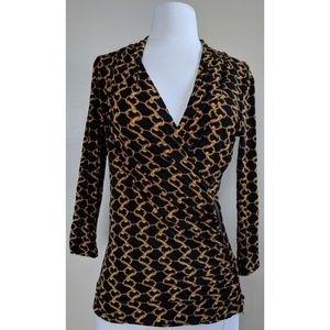 Michael Kors Black Gold Chain Link Zipper Top S